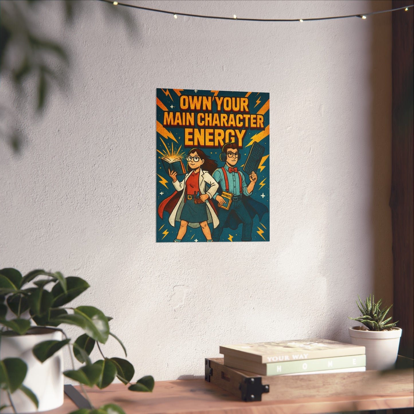 "Own your main character energy" Empowered Character Art Prints, Main Character Energy Poster, Motivational Wall Art, Gift for Gamers, Nerd Culture Decor