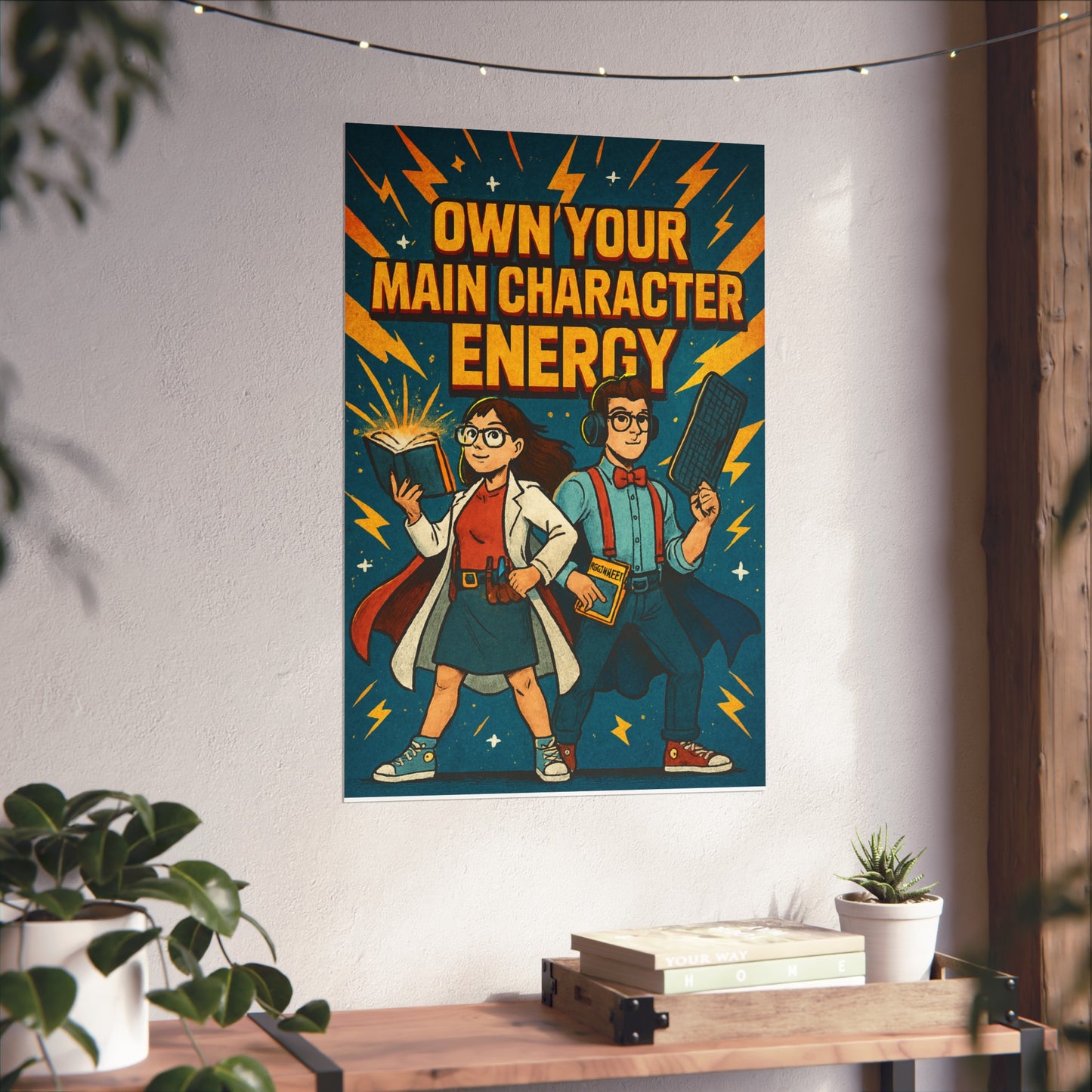"Own your main character energy" Empowered Character Art Prints, Main Character Energy Poster, Motivational Wall Art, Gift for Gamers, Nerd Culture Decor