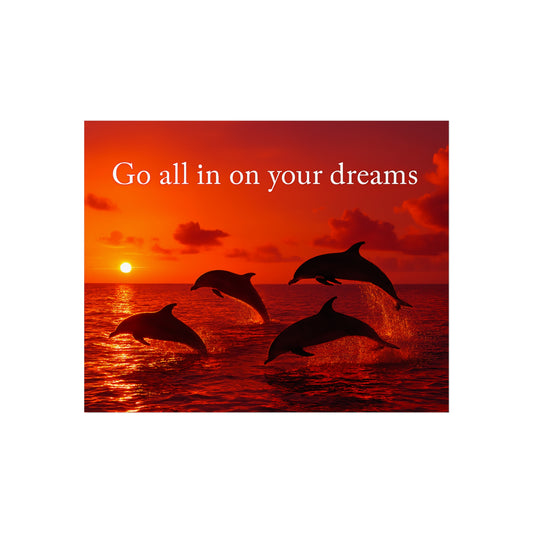 Sunset Dolphin Art Print, Inspirational Wall Decor, Dream Life Poster, Dolphin Lovers Gift, Beach House Artwork, Ocean Vibes Decoration