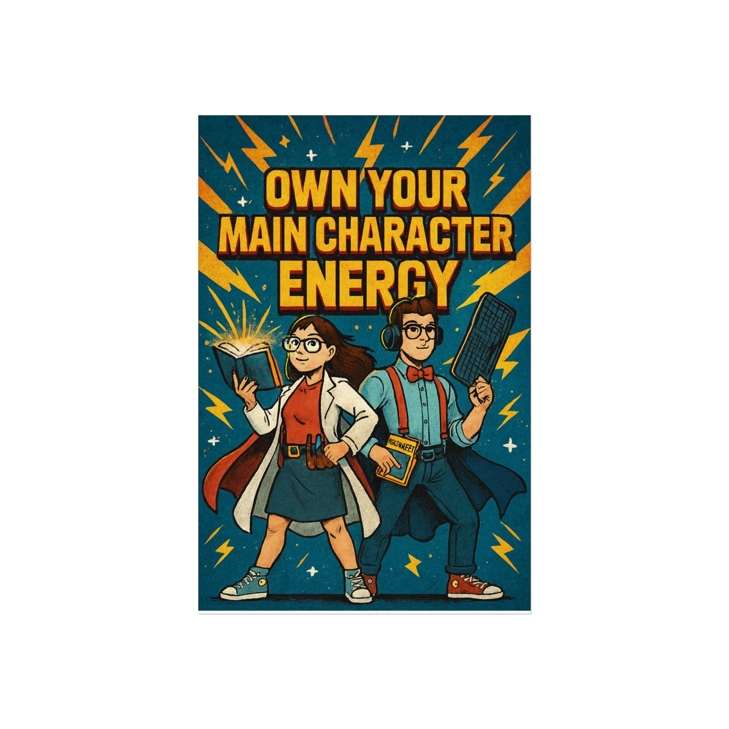 "Own your main character energy" Empowered Character Art Prints, Main Character Energy Poster, Motivational Wall Art, Gift for Gamers, Nerd Culture Decor