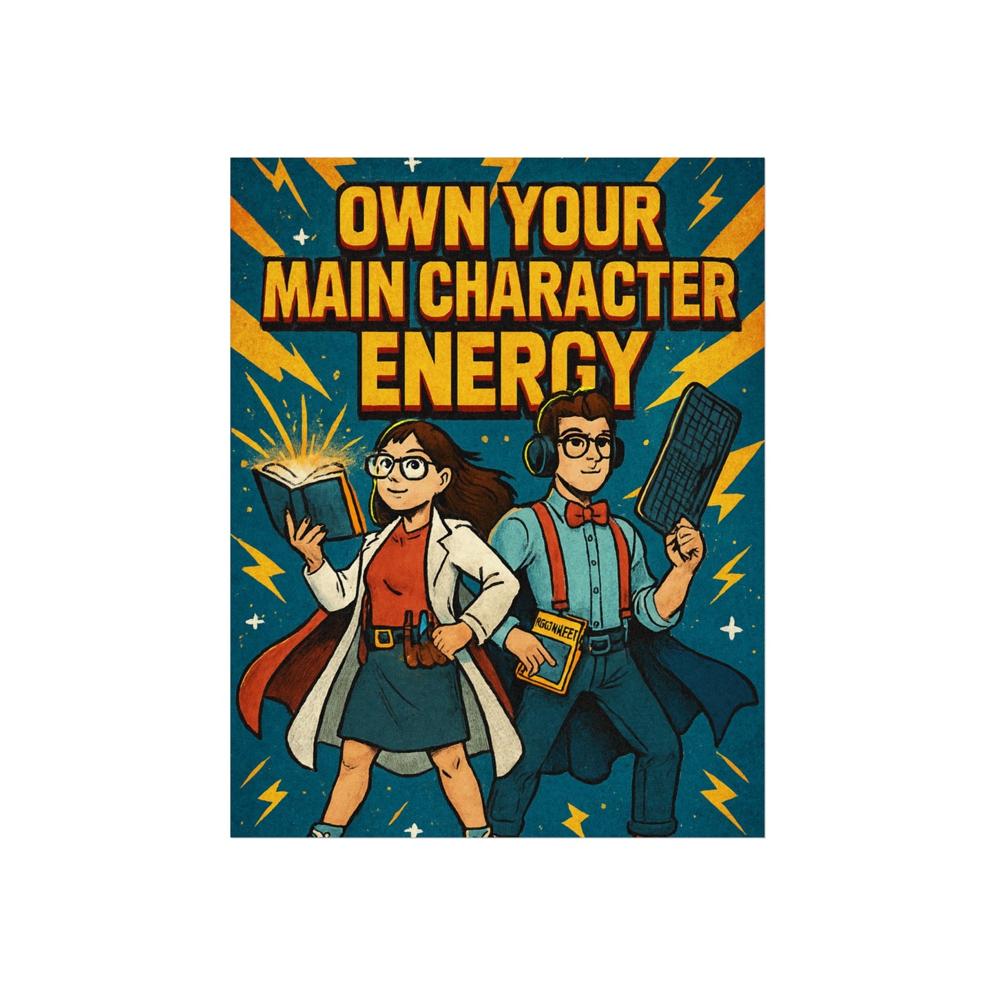 "Own your main character energy" Empowered Character Art Prints, Main Character Energy Poster, Motivational Wall Art, Gift for Gamers, Nerd Culture Decor