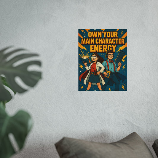 "Own your main character energy" Empowered Character Art Prints, Main Character Energy Poster, Motivational Wall Art, Gift for Gamers, Nerd Culture Decor